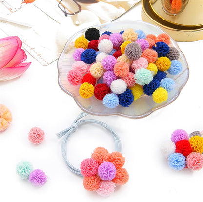 100 Pack 1/2 Inch Assorted Pompoms Mesh Lace Bouquet Small Pom Poms Craft Pompoms Balls for Arts and Crafts DIY Projects Pom Pom Hair Ties Pompom Hair Clips Hairpins Elastics