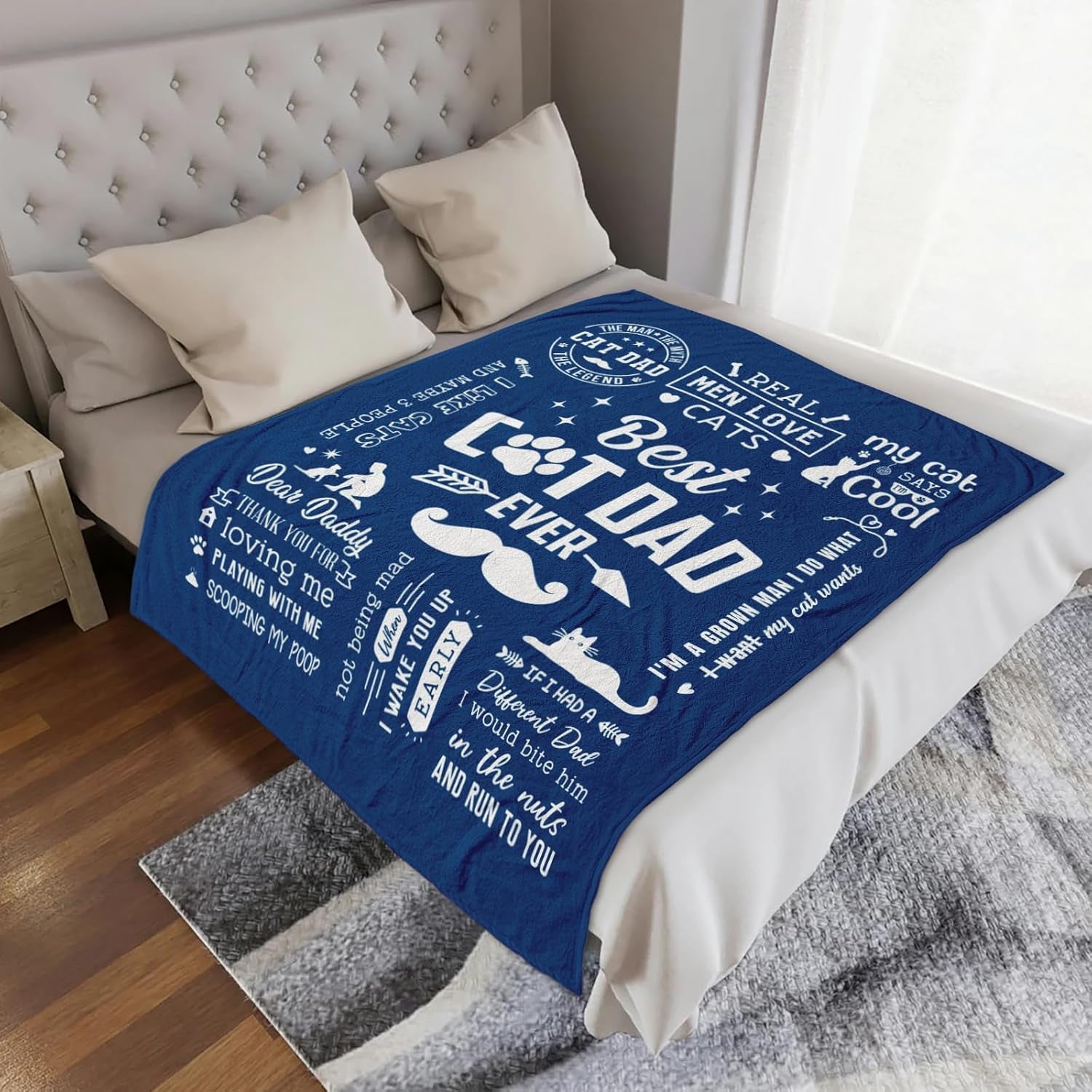 Cat Dad Gifts for Men Blanket 60" X 50", Best Fathers Day Dad Gifts from Cat, Father'S Day/Birthday Gift for Cats Lover/Daddy/Dads