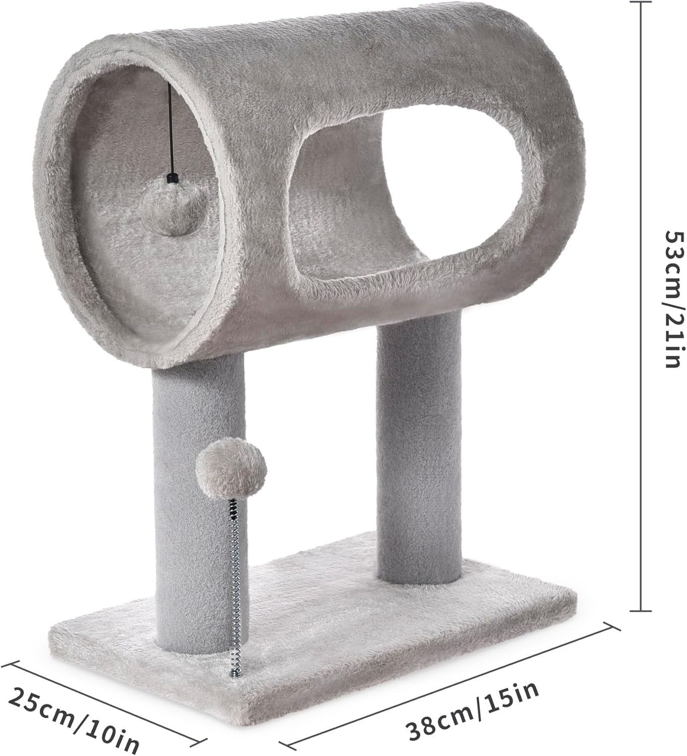 Scratching Post 20.5" Cat Tree with Tunnel Carpet Cat Tower Kitten Tree Cat Tree with Hanging Ball for Indoor Cat, Grey