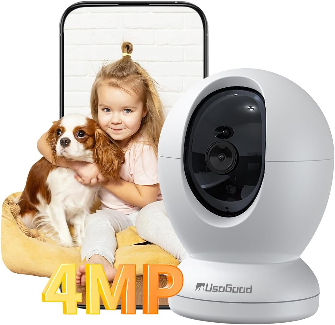 4MP Indoor Security Camera,360°Pet Camera Indoor,Baby Monitor with Phone App,Support 5G/2.4Ghz Wifi,Dog Cameras with Speaker, AI Motion Detection,2-Way Audio for Home/Baby/Cat Camera,No Subscription