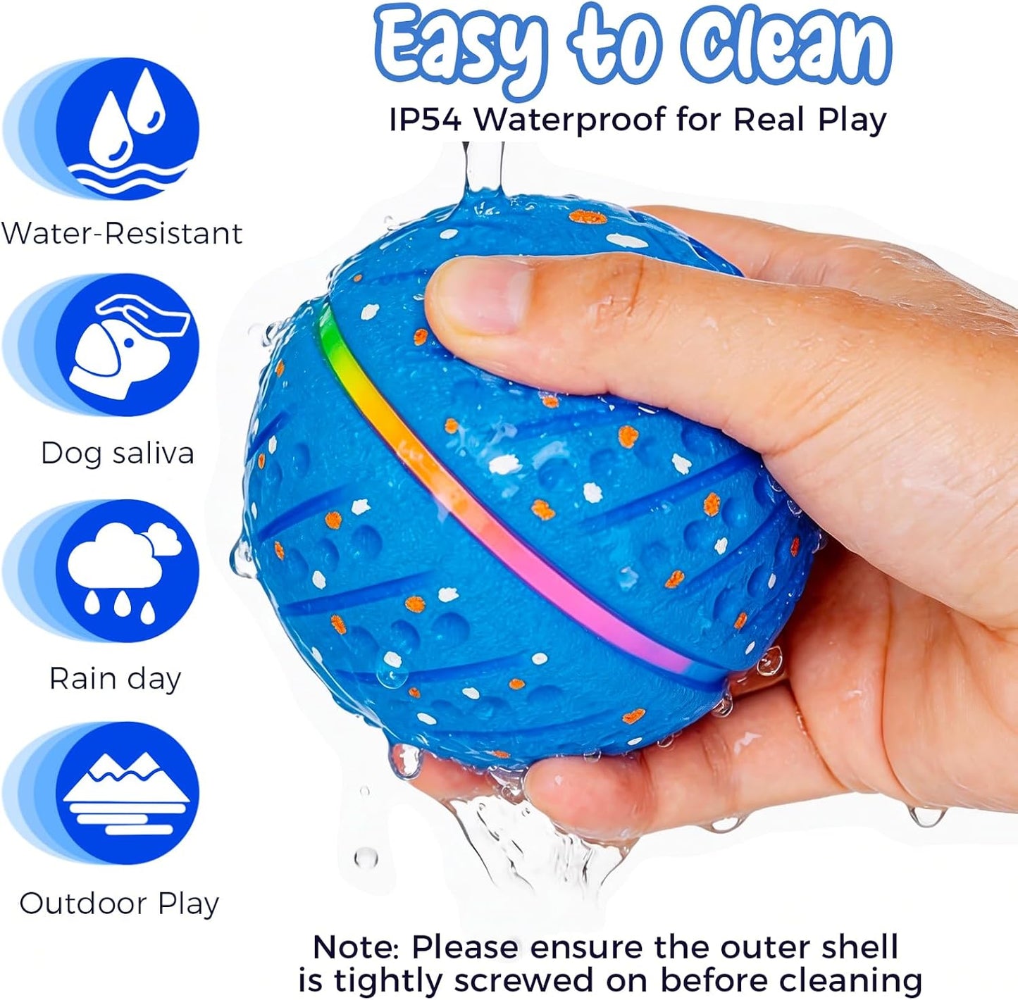 Interactive Dog Toys Ball, Light up Smart Automatic Dog Ball with 3 Modes, Motion Activated Rolling & Bouncing, Durable ETPU Dog Toy for Small Dogs, Keeps Dogs Busy & Reduces Boredom