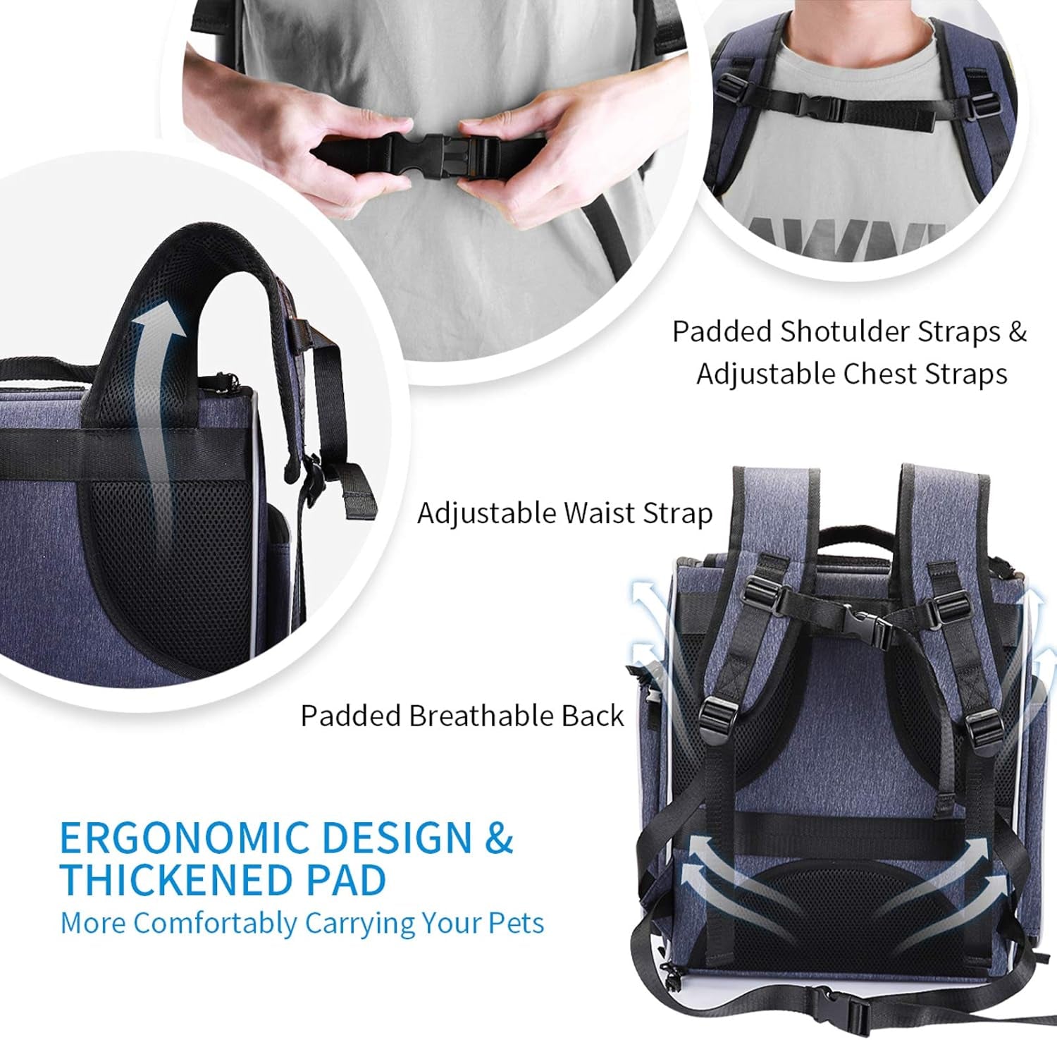 ® Cat Carrier Backpack, Breathable Rucksack for Cats and Small Dogs,Foldable Dog Carrier Backpack with Inner Safety Leash + Folding Dog Bowl Ideal for Hiking Traveling Outdoor Use