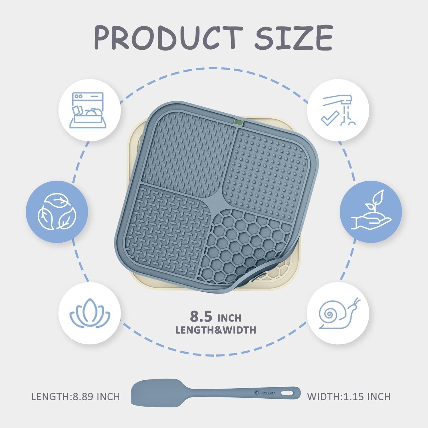 2 Pack Lick Mat for Dogs,Cats,Upgraded 8.5×8.5 Inches Licking Mats with Suction Cups,Slow Feeder Licking Pad for Anxiety Relief and Boredom Reducer,Suitable for Dog Training