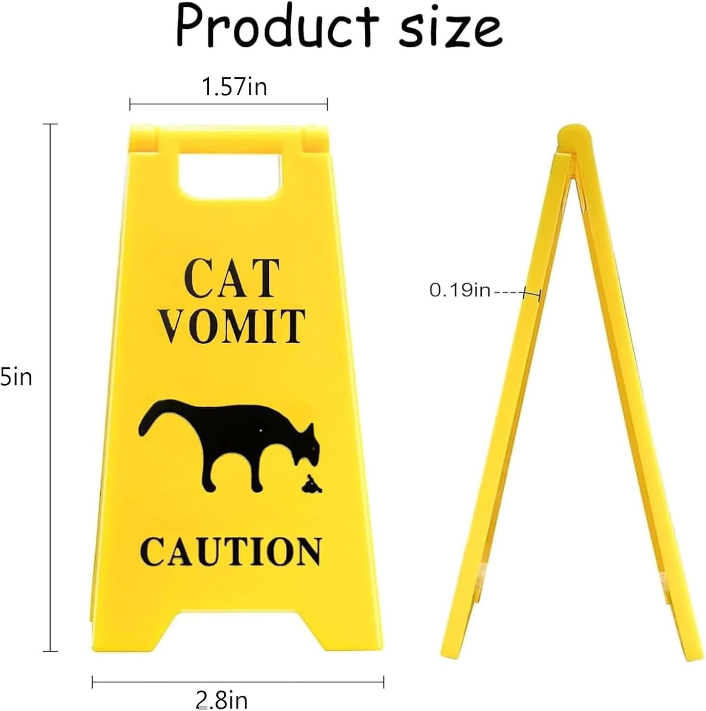 Dog and Cat Vomit Caution Sign 6Pcs Cat Vomit Sign 5 Inches Cats Vomits Warning Signs Desk Decorations Funny Novelty Cats Signs Best Gifts for Cat Lovers and Pet Enthusiasts(Yellow-C)
