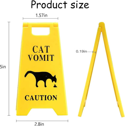 Dog and Cat Vomit Caution Sign 6Pcs Cat Vomit Sign 5 Inches Cats Vomits Warning Signs Desk Decorations Funny Novelty Cats Signs Best Gifts for Cat Lovers and Pet Enthusiasts(Yellow-C)