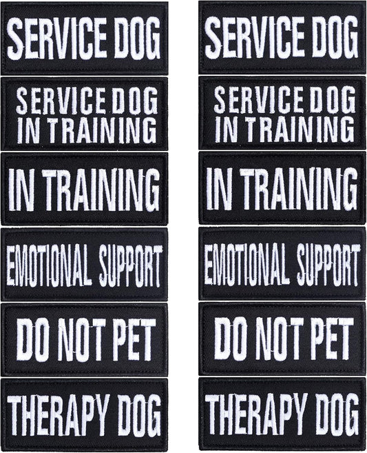 12 Pieces Removable Tactical Dog Harness Service Dog Vest Patches Do Not Pet in Training and Emotional Support Dog Vest Patches(3.6 X 1.6Inch)