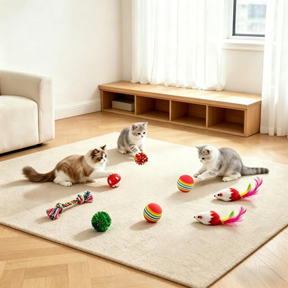 46 PCS Cat Toys for Indoor Cats, Kitten Toys with Cat Spring Toy, Mint Catnip with Crinkle Mouse Ball for Indoor Cats Kittens Exercise