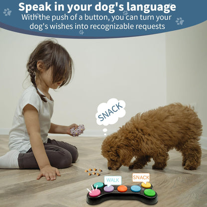 Dog Buttons for Communication with Sticker,7 in 1 Voice Recording Button,Dog Talking Buttons,Pet Buttons,Dog Training & Behavior Aids,Train Your Dog to Voice What They Want