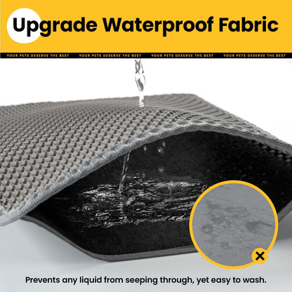 Cat Litter Mat-Litter Box Mat for Kitty, EVA Honeycomb Double Layer Design, Urine & Waterproof Scatter Control, Less Waste, Easier to Clean,Non Slip, Gray
