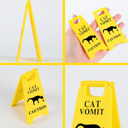 Dog and Cat Vomit Caution Sign 6Pcs Cat Vomit Sign 5 Inches Cats Vomits Warning Signs Desk Decorations Funny Novelty Cats Signs Best Gifts for Cat Lovers and Pet Enthusiasts(Yellow-C)