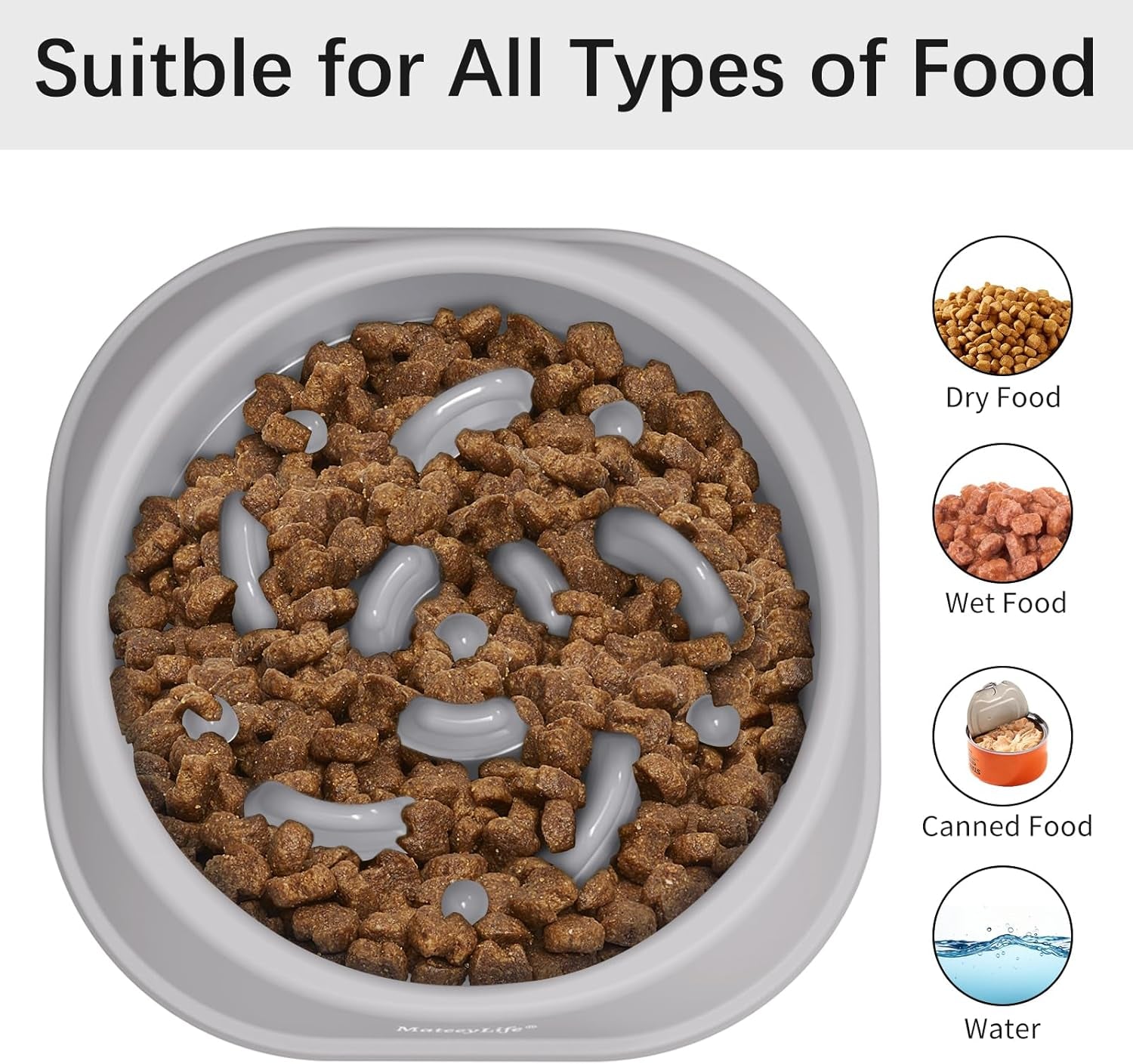 Small Slow Feeder Cat Bowls 2PCS, Anti-Choking Puzzle Cat Food Bowls, Anti-Slip Interactive Dog Feeding Slow down Eating, Bloat Stop Maze Dishes Dog Feeder for Small Breeds 1 Cup Gray&Black