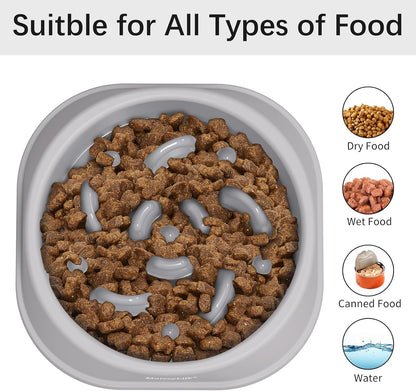 Small Slow Feeder Cat Bowls 2PCS, Anti-Choking Puzzle Cat Food Bowls, Anti-Slip Interactive Dog Feeding Slow down Eating, Bloat Stop Maze Dishes Dog Feeder for Small Breeds 1 Cup Gray&Black