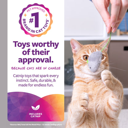 Skitter Critters Value Pack, Soft Plush Catnip Filled Mice Cat Toys, 10 Count