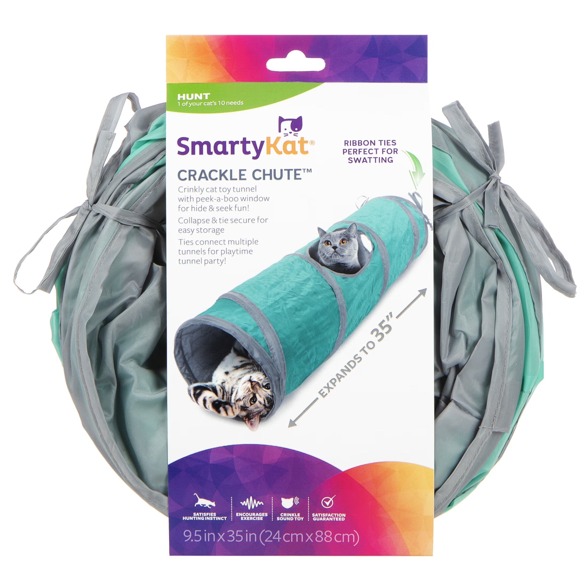 Crackle Chute Collapsible Tunnel Cat Toy with Crinkle Sound & Peek-A-Boo Window