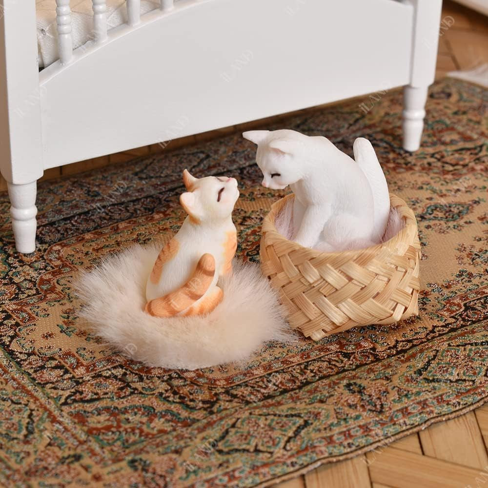 7 Pcs Realistic Cat Figurines Set Hand Painted Mini Cat Decor Cake Toppers Kitten Miniature Toys Easter Eggs Christmas Birthday Gift Dollhouse Cats Role Play Figurines