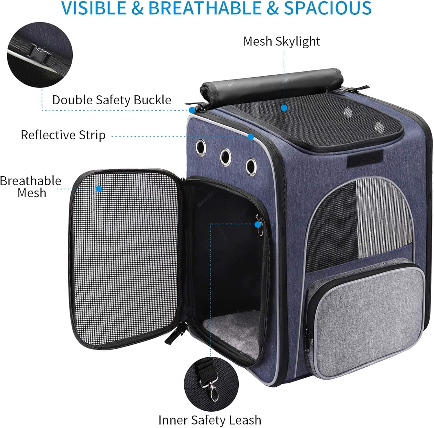 ® Cat Carrier Backpack, Breathable Rucksack for Cats and Small Dogs,Foldable Dog Carrier Backpack with Inner Safety Leash + Folding Dog Bowl Ideal for Hiking Traveling Outdoor Use