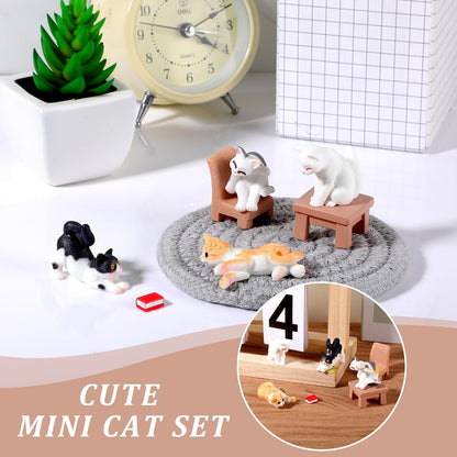 7 Pcs Realistic Cat Figurines Set Hand Painted Mini Cat Decor Cake Toppers Kitten Miniature Toys Easter Eggs Christmas Birthday Gift Dollhouse Cats Role Play Figurines