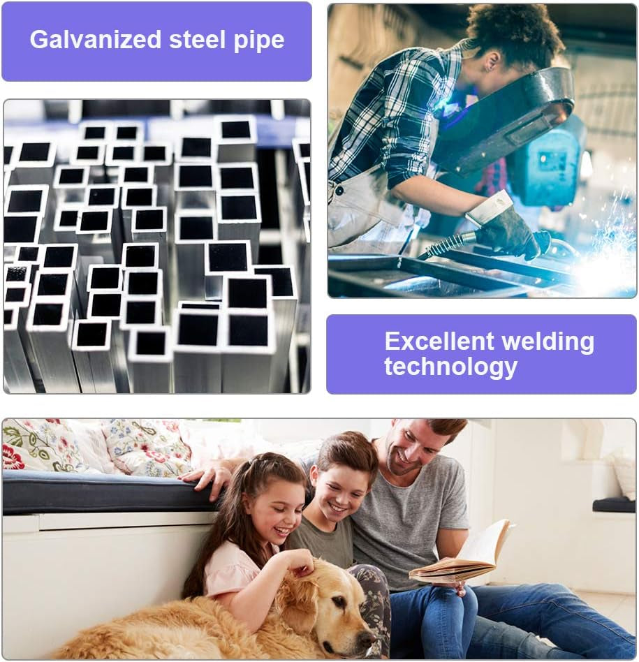 4'X4'X4.3' Ft Heavy Duty Outdoor Dog Kennel with Waterproof Roof, Galvanized Steel Large Dog Run Cage for Medium & Large Dogs, Secure Lock for Backyard
