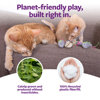 Skitter Critters Value Pack, Soft Plush Catnip Filled Mice Cat Toys, 10 Count