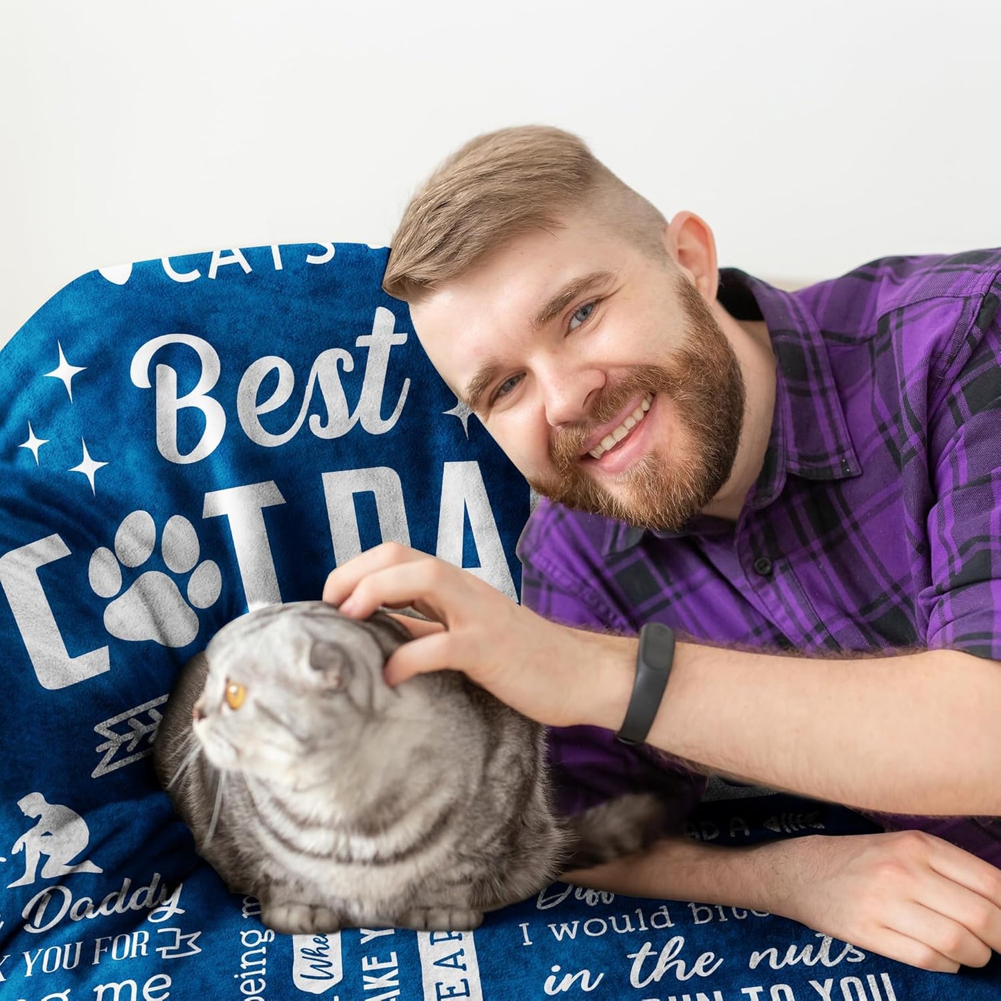 Cat Dad Gifts for Men Blanket 60" X 50", Best Fathers Day Dad Gifts from Cat, Father'S Day/Birthday Gift for Cats Lover/Daddy/Dads