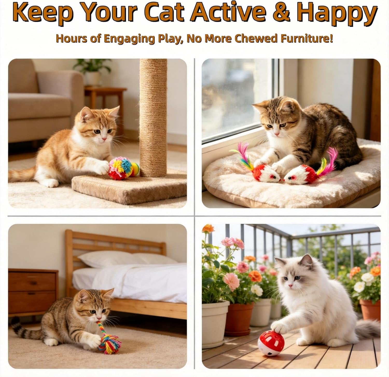 46 PCS Cat Toys for Indoor Cats, Kitten Toys with Cat Spring Toy, Mint Catnip with Crinkle Mouse Ball for Indoor Cats Kittens Exercise